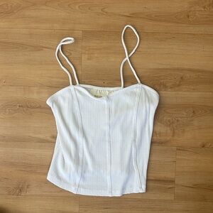 Anthropologie White Ribbed Camisole Top
